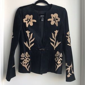 Western Soft Suede Jacket floral appliqué